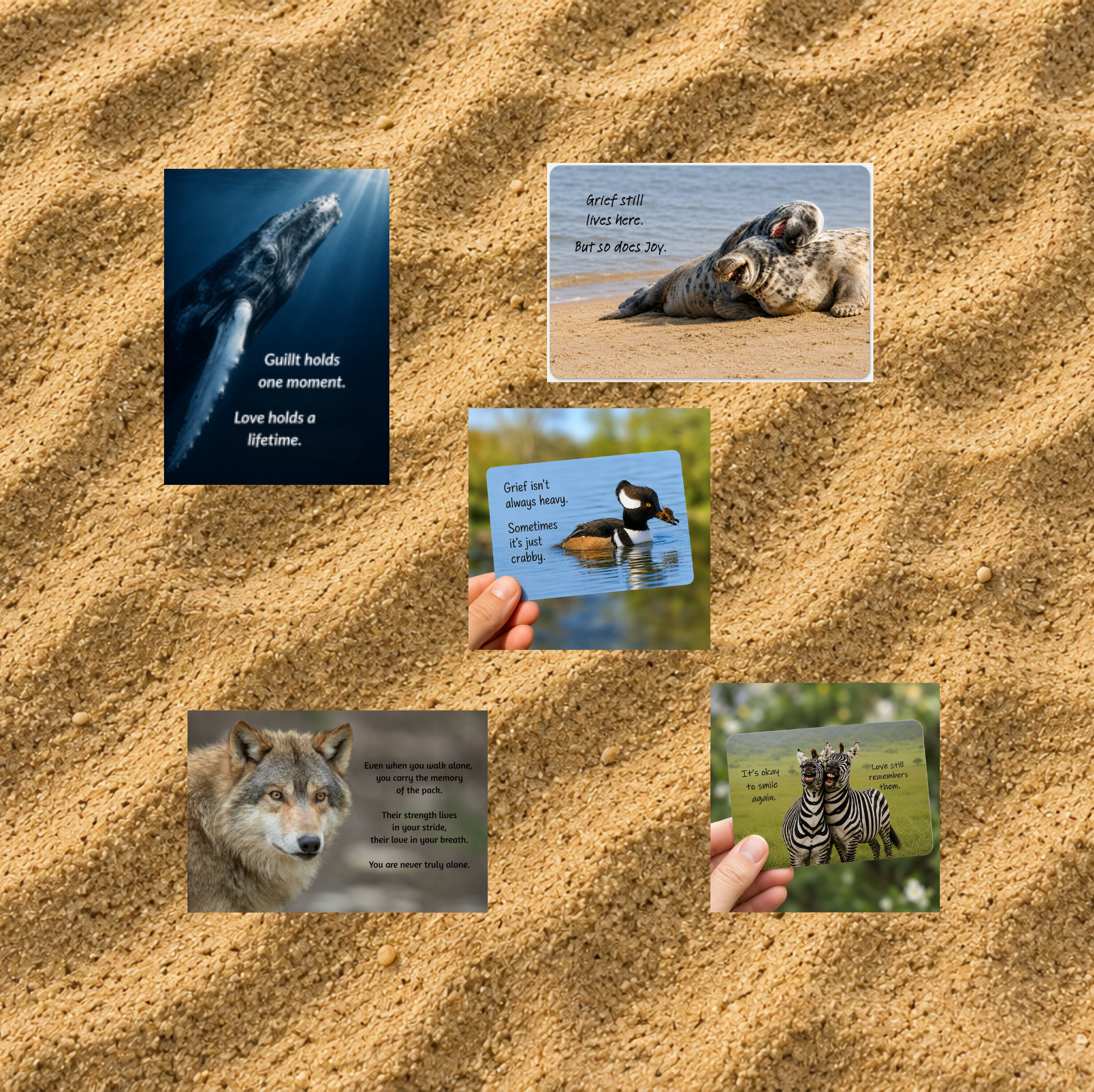 images oof collectors cards for grieg, whales, seals,ducks, wolves,zebras