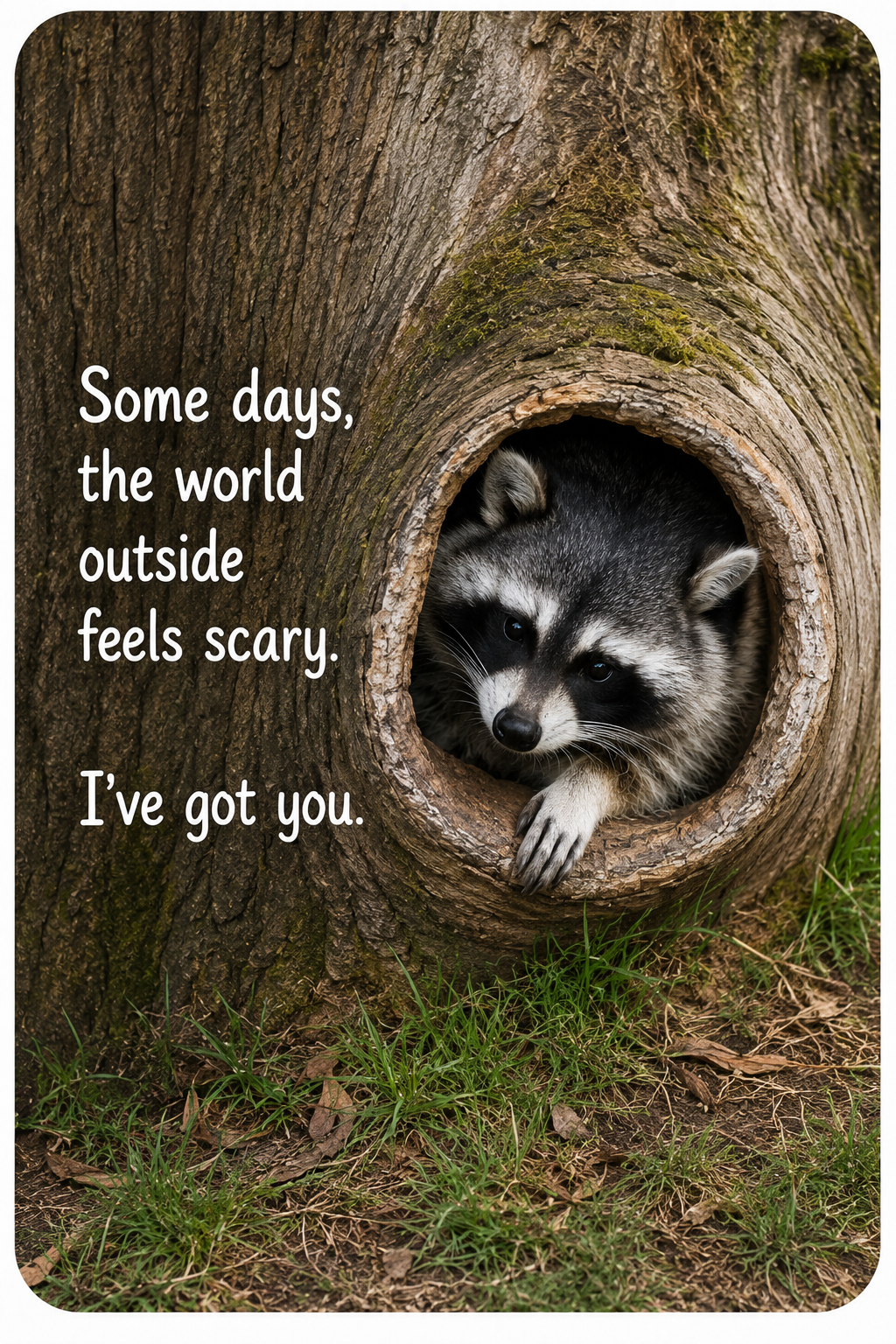 Grief Buddy Cards™ Peeking Raccoon
