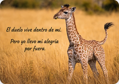 Jirafa juguetona – El duelo vive dentro de mí. Pero yo llevo mi alegría por fuera – Imán
